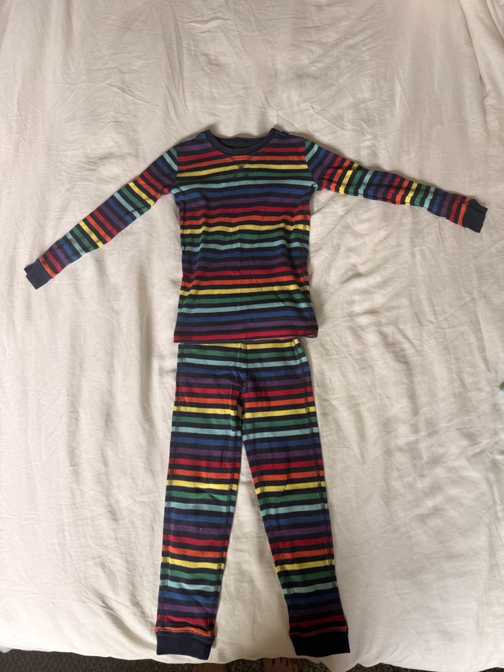 Primary Rainbow Stripe pajama set